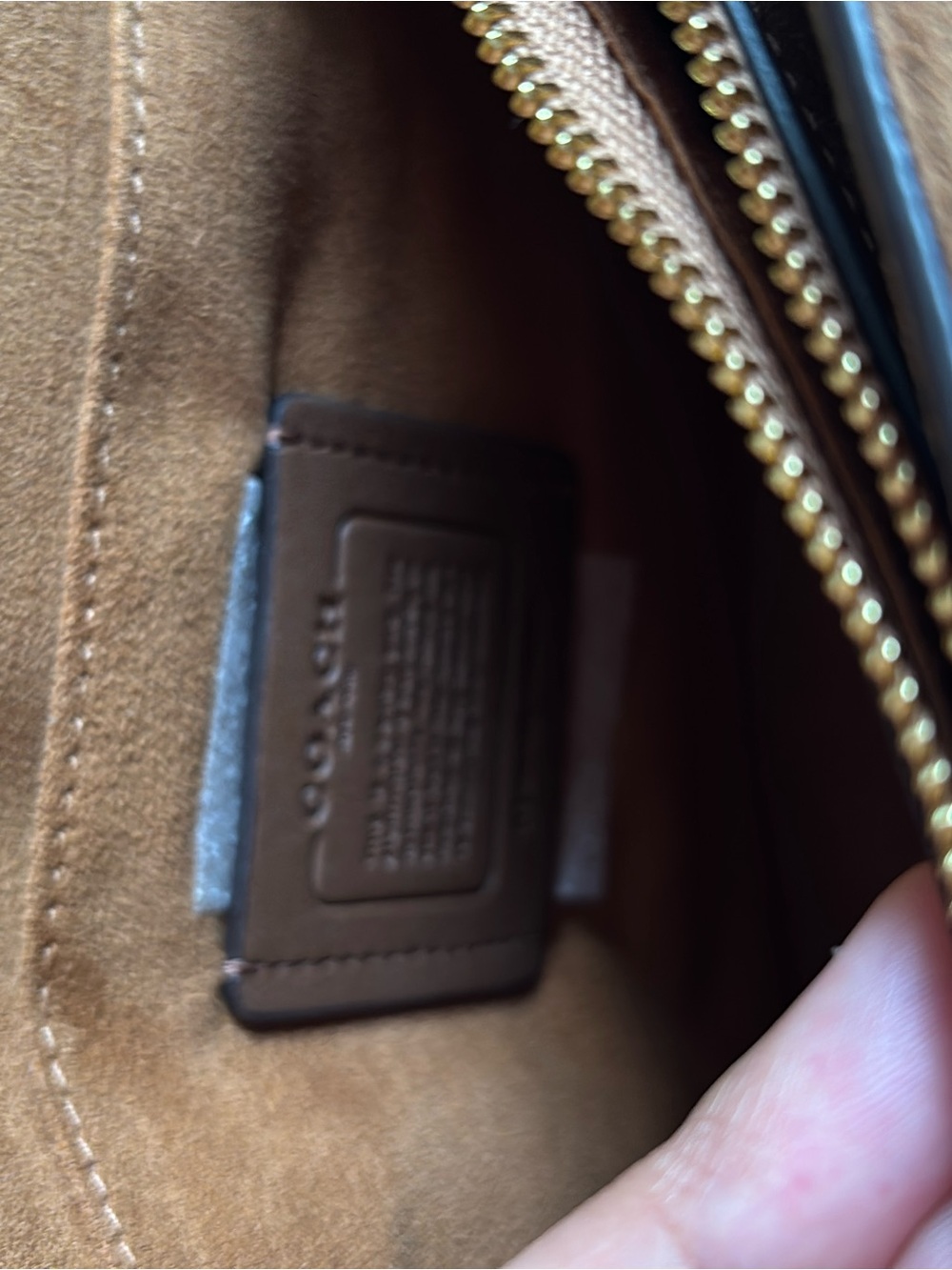 Coach Brown Suede Top Handle Satchel with Gold Hardware - Picture 5 of 5